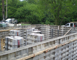 Basement wall concrete forms